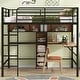 preview thumbnail 2 of 11, Multi-functional Full Size Metal & Wood Loft Kids Bed with L-shaped Desk,Ladder,Guardrail and Shelves