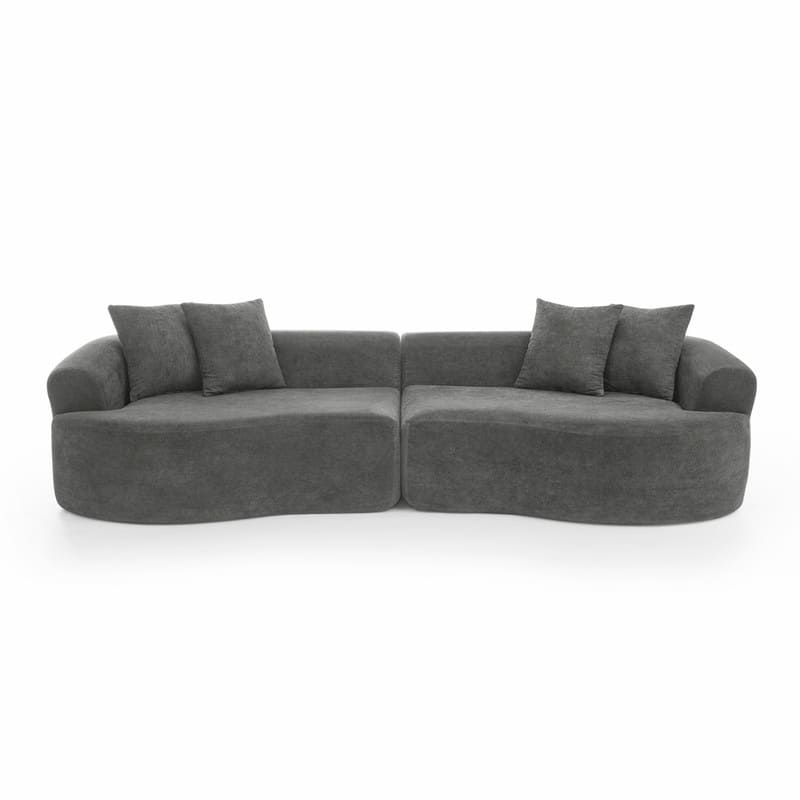 Modern Cloud 4-Seater Sectional Curved Sofa, Minimalist Compression Living Room Couch, No Assembly Needed