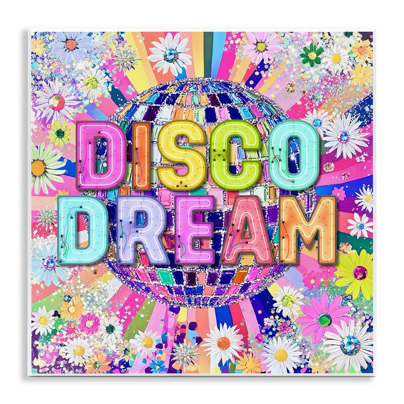 Stupell Vivid Disco Dream with Daisies Wall Plaque Art Design By Jess Stempel - 12 x 12