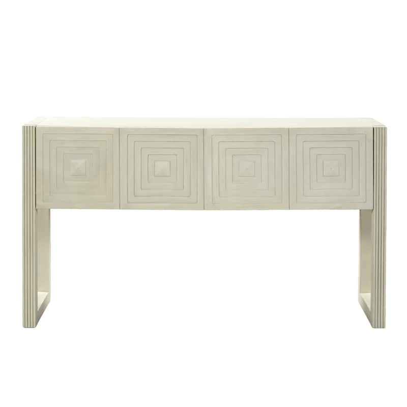 Christopher Knight Home - Modern Geometric Carved Console Table with Soft-Close Drawers & Fluted Legs for Living Room, Hallway