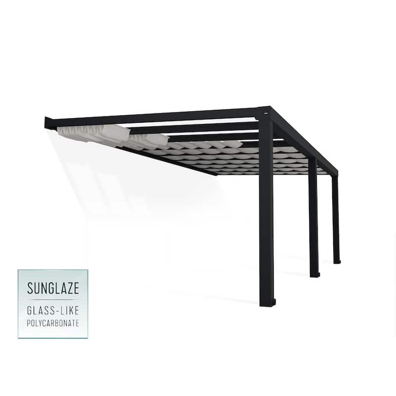 Stockholm 11 ft. Gray/Clear Patio Cover with Shades