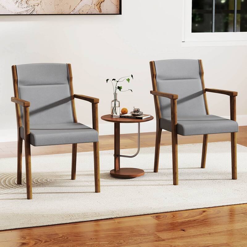 Costway 2/4 PCS Mid-Century Modern Dining Chairs Upholstered Wooden