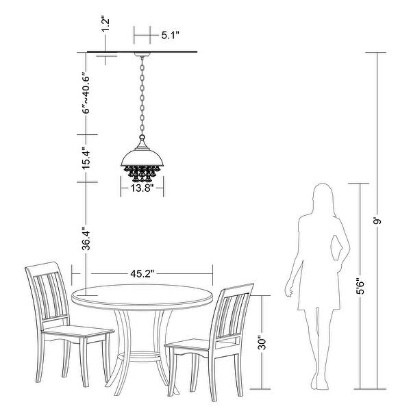 Visalia Antique Black Single Light Crystal Pendant Chandelier Bed