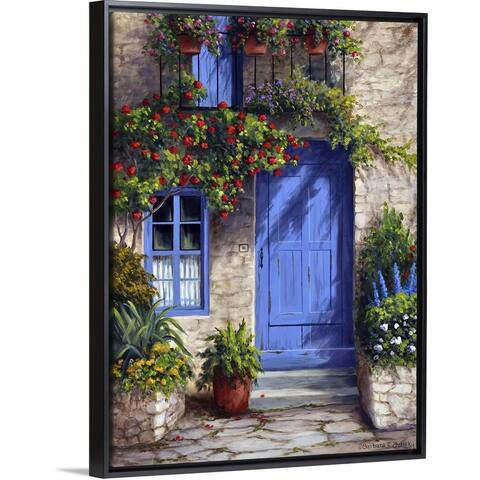 "Provence Blue Door" Black Float Frame Canvas Art