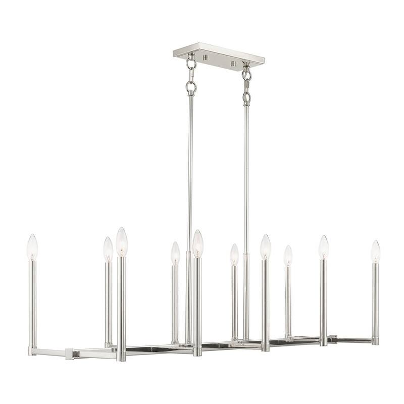 Livex Lighting 10-light Linear Chandelier, 40259-35 - 42.5" L, 15.5" W 18.5" - 48.5" ADJ H