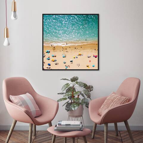 Oliver Gal 'Beachy Day 36x36' Nautical and Coastal Wall Art Framed Canvas Print Beach Essentials - Blue, Brown