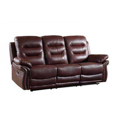 44" Comfortable Burgundy Leather Sofa