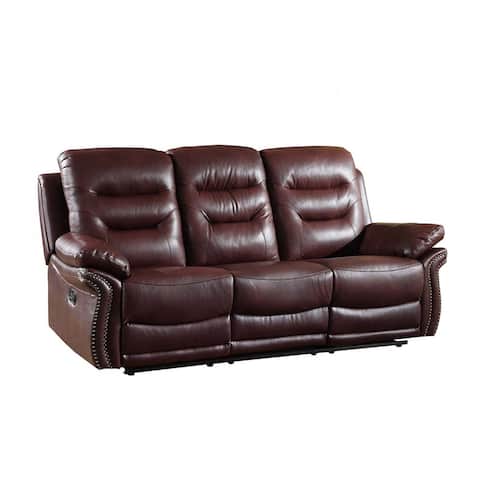 44" Comfortable Burgundy Leather Sofa - 44" x 40" x 90"