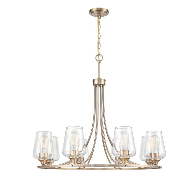 Millennium Lighting Ashford 8 Light Modern Gold Chandelier Ceiling Fixture with Clear Glass Shades