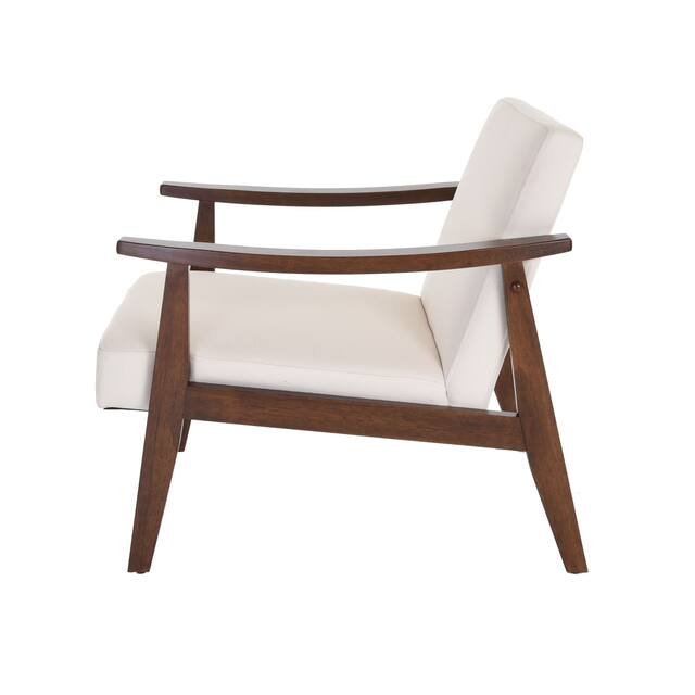 Zenvida Mid Century Modern Accent Armchair Solid Hardwood Upholstered