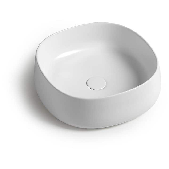 WS Bath Collections Mood JU 42.42 Mood 17-11/16" Square Ceramic Vessel - Glossy White