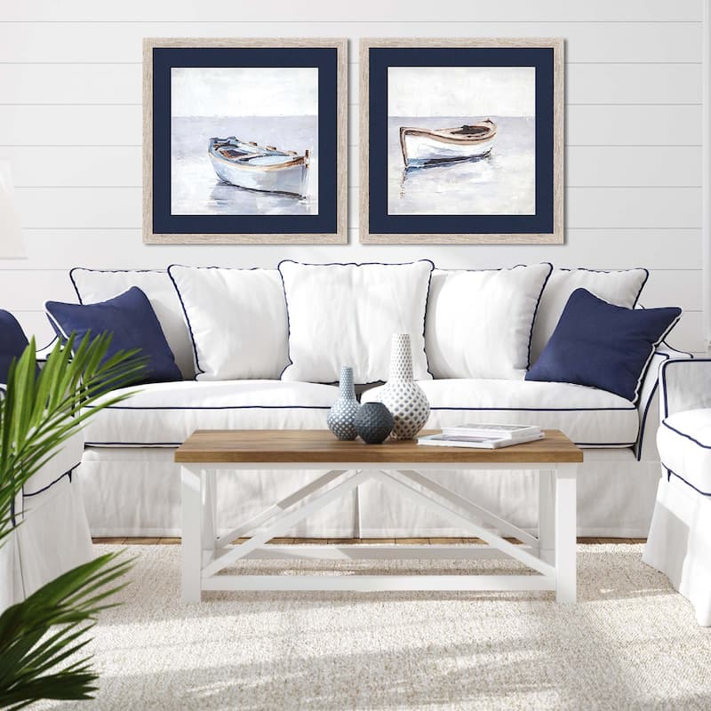 Reflected Horizon S/2 Framed Art Giclee Under Glass - Blue