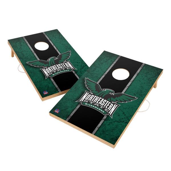 slide 2 of 5, Vintage Northeastern State Riverhawks Regulation 2x4 Cornhole Set