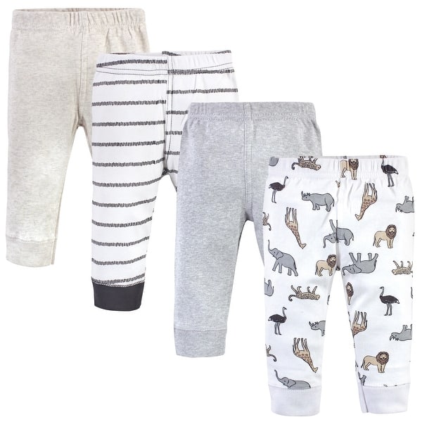 slide 1 of 1, Hudson Baby Toddler Cotton Pants 4pk, Neutral Safari 2T - Neutral Safari