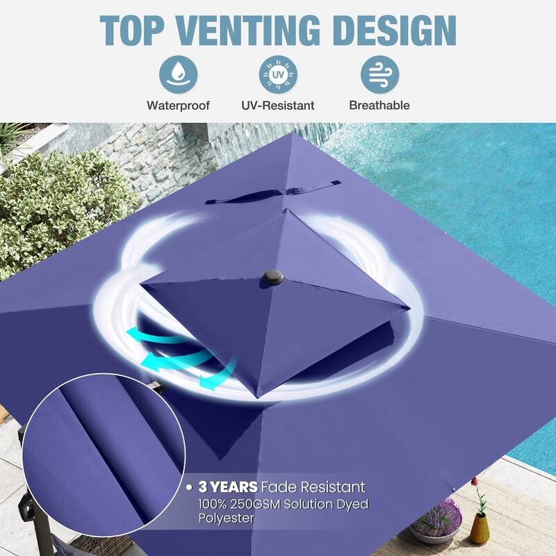 VredHom Outdoor 9x11FT Patio Dual Top Cantilever Offset Umbrella