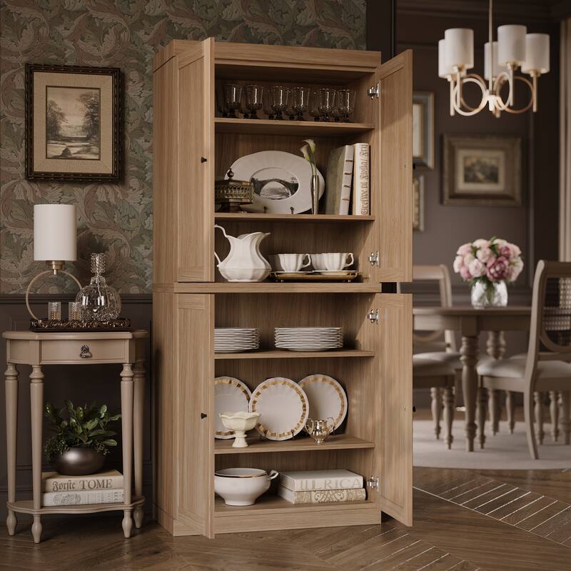 Palace Imports Premium 100% Solid European Oak Hardwood Modular Dining Room Cabinet with Shaker Doors - 32" Wide, 71.5" Tall
