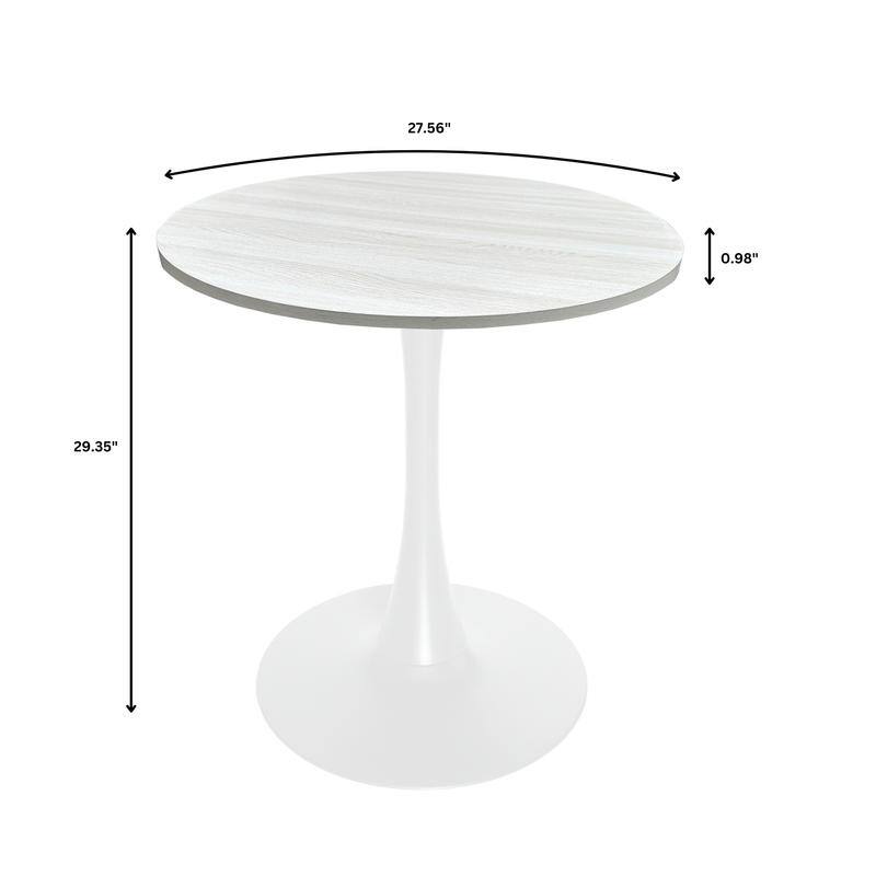Bristol 27" Round Dining Table with MDF TableTop & White Pedestal Base for Kitchen & Dining Room