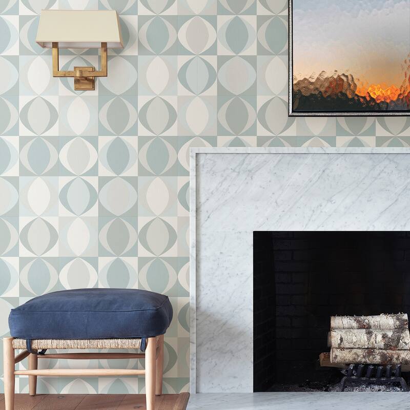 A-Street Prints Archer Light Blue Linen Geometric Wallpaper