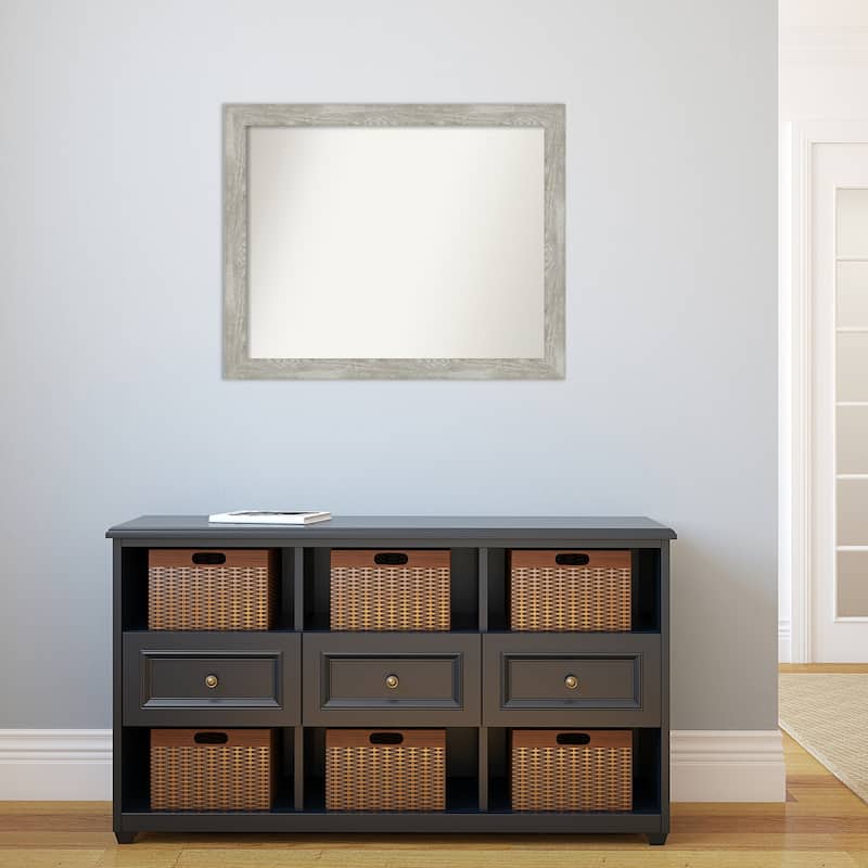 Non-Beveled Bathroom Wall Mirror - Dove Greywash Narrow Frame