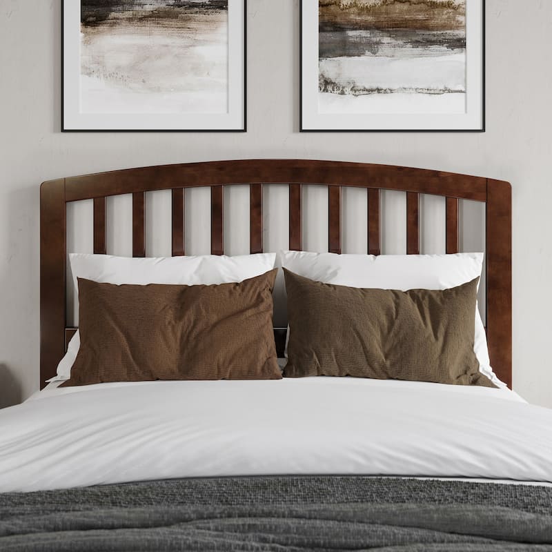 Solid Wood Low Profile Platform Bed - Traditional Design, Walnut Finish - Full Size Bed Frame