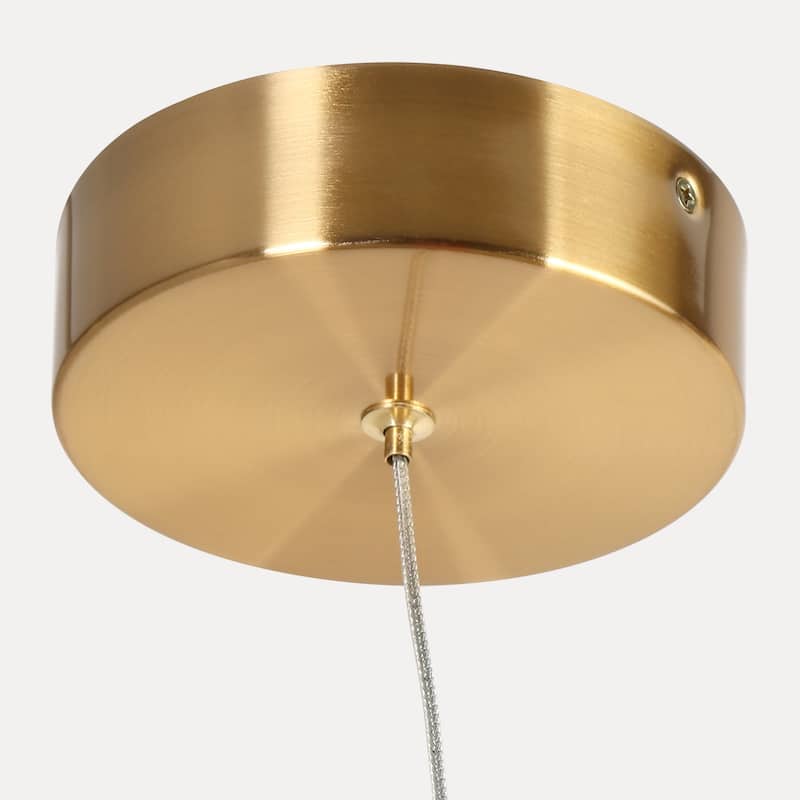 Modern 1-Light Gold Leaf Resin LED Pendant Light with Brass Canopy