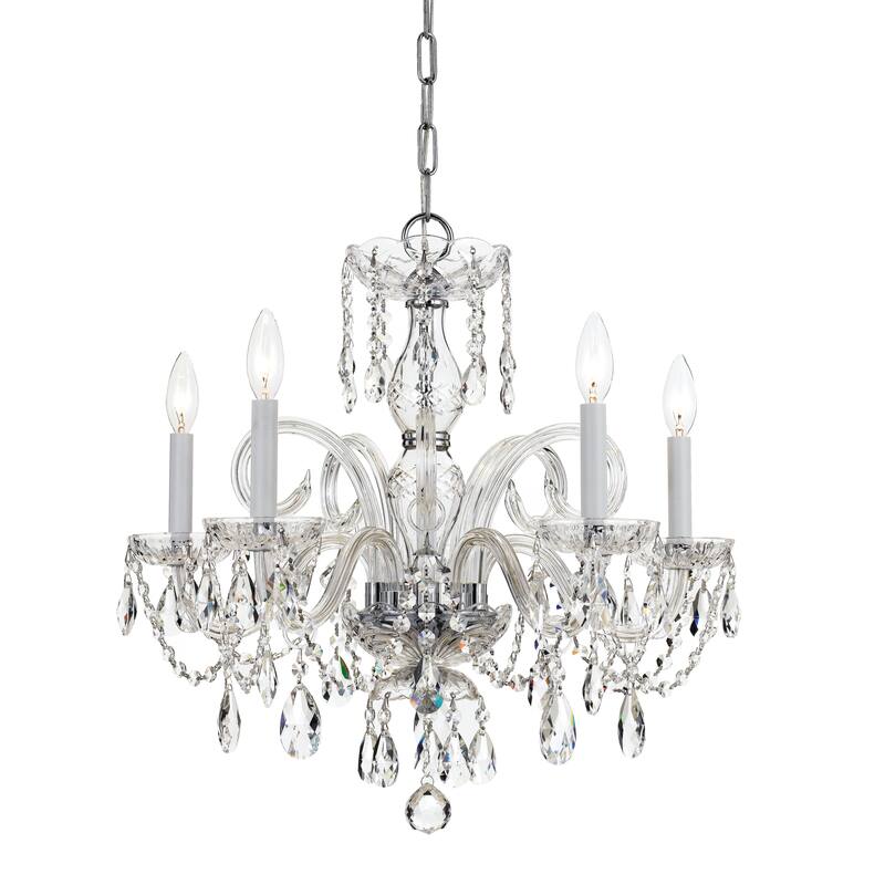 Traditional Crystal 5 Light Crystal Chrome Chandelier - 22'' W x 21'' H - 22'' W x 21'' H