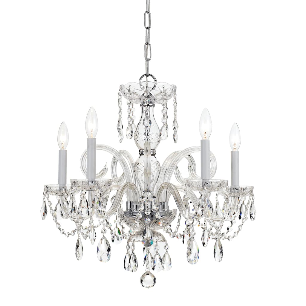 Traditional Crystal 5 Light Crystal Chrome Chandelier - 22'' W x 21'' H