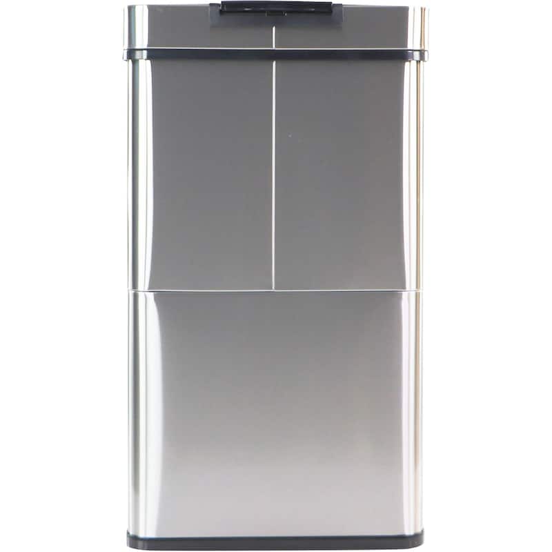Hanover 62-Liter / 16.4-Gallon Trash Can with Dual Bins and Sensor Lid in Stainless Steel