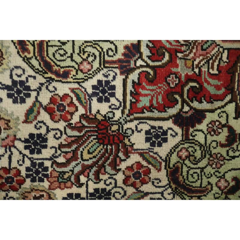 Hand Knotted Oriental 100% Wool Carpet Traditional Geometric Beige & Ivories Tabriz Area Rug - 11' 3'' X 8' 2''