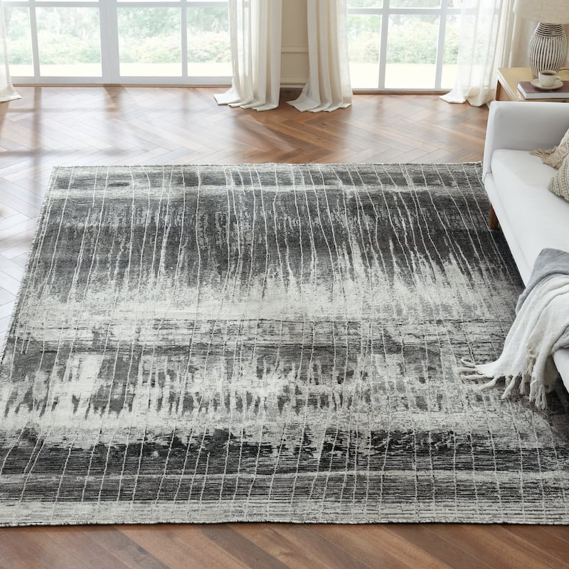 Radiant Horizon Abstract Area Rug - 2' 6" x 10' - Slate - Runner