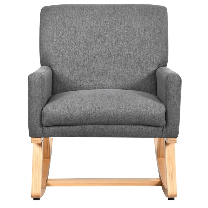 Gymax Mid Century Fabric Rocking Chair Upholstered Accent Armchair - 26.5'' X 34'' X 33.5''