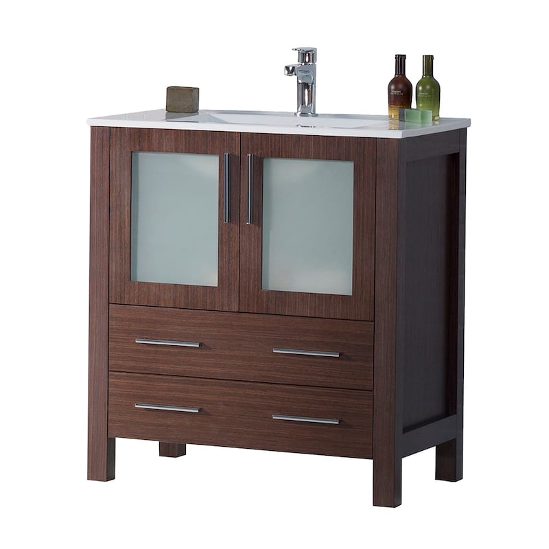 Blossom Solid Wood Double Bathroom Vanity w/ Ceramic Sink & Base