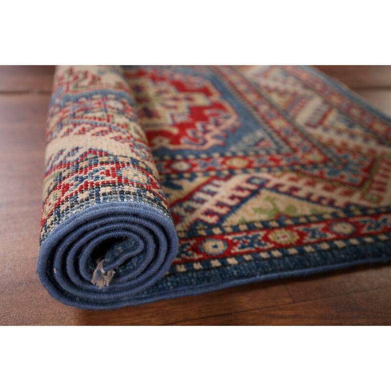 Blue Kazak Foyer Rug Handmade Wool Carpet - 2'6" x 4'4"