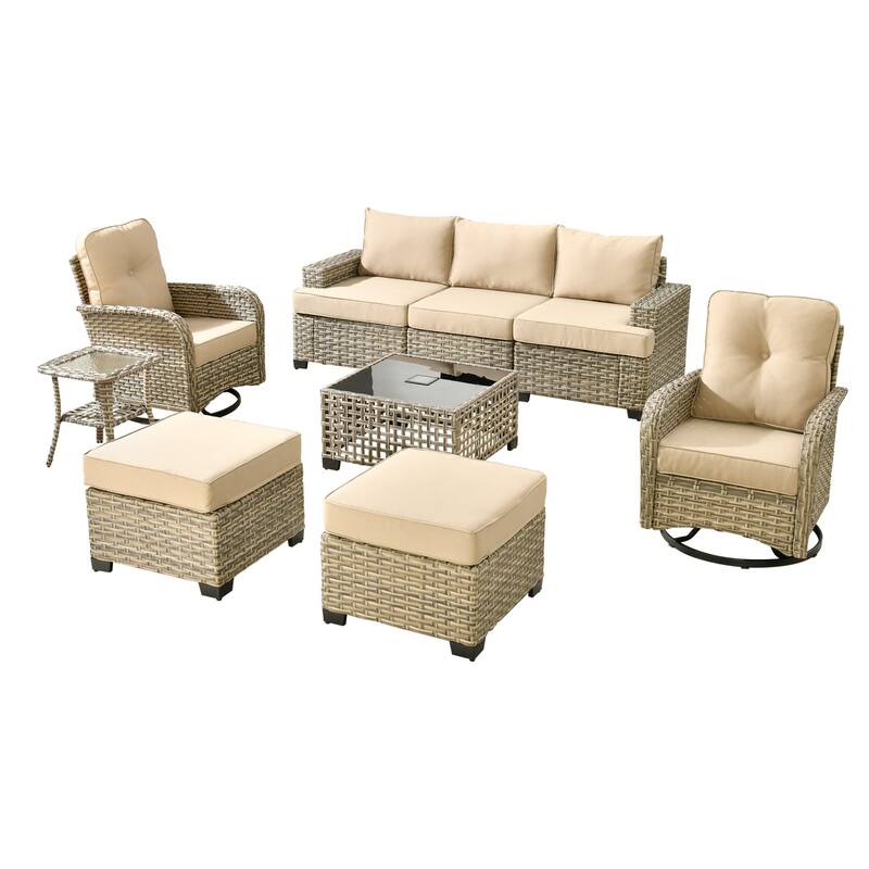 XIZZI 9-piece Patio Furniture Outdoor Wicker Sofa Seating Set
