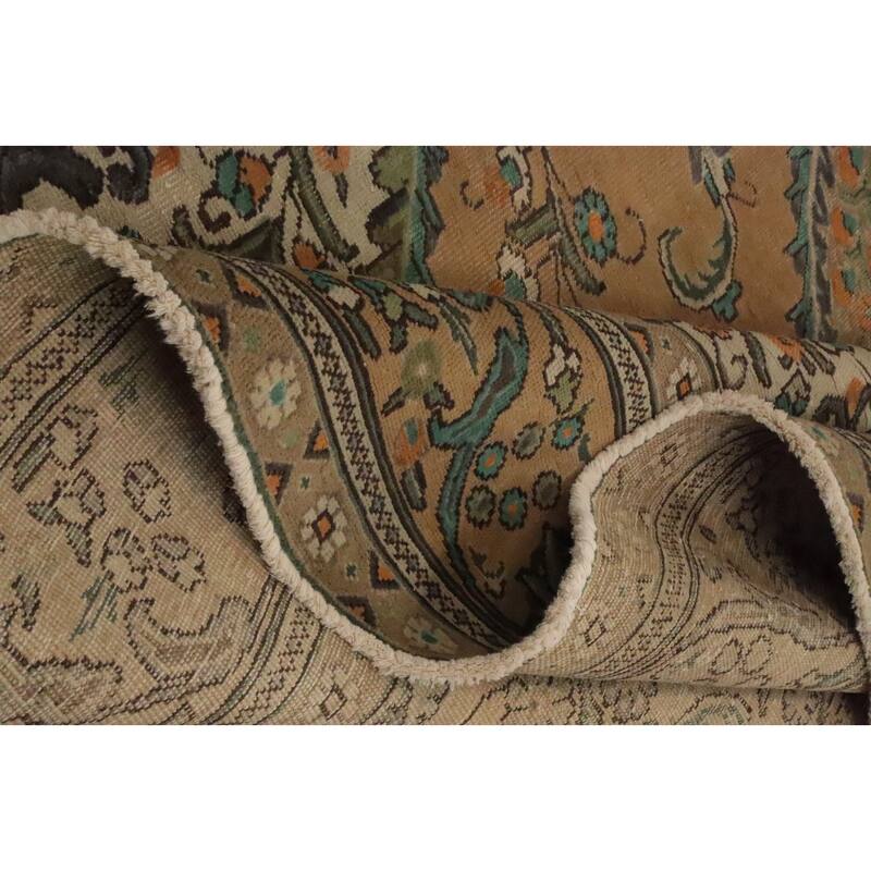 Hand Knotted Oriental 100% Wool Carpet Traditional Floral Oranges & Rust Tabriz Area Rug - 12' 9'' X 9' 7''