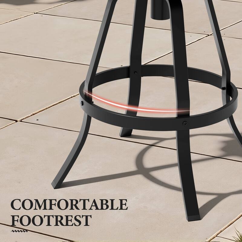 Outdoor Indoor Patio Aluminum Swivel Bar Stools Set with Sunbrella Cushions