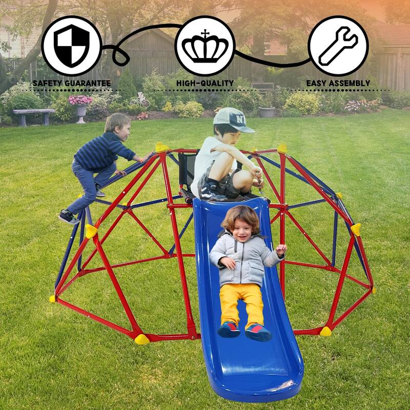 6ft Dome climber with 1.2m slide for age 3+ climber with Climbing Stones