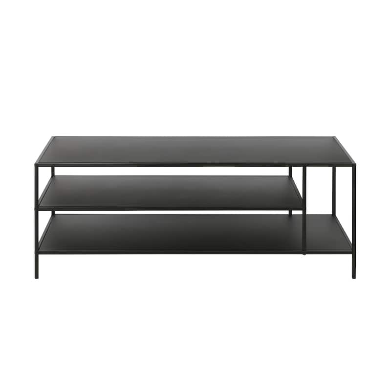 46-Inch Steel Coffee Table with Two Shelves for Living Room Storage - 46” x 20” x 17”