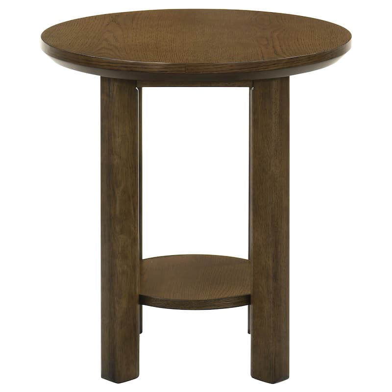 Ottowa 22-Inch Round Wood Side End Table with Shelf - 22" x 22" x 23.75"
