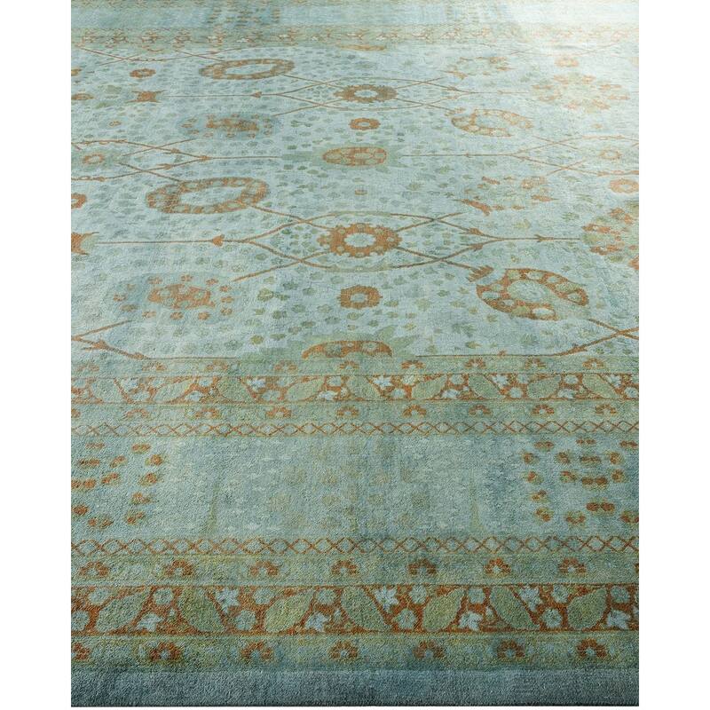 Overton Hand Knotted Wool Vintage Inspired Modern Contemporary Overdyed Gray Area Rug - 9' 4" x 12' 4"