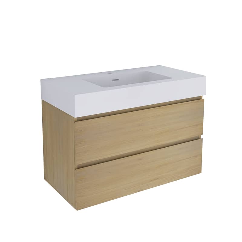 Floating Bathroom Vanity with Solid Surface Top
