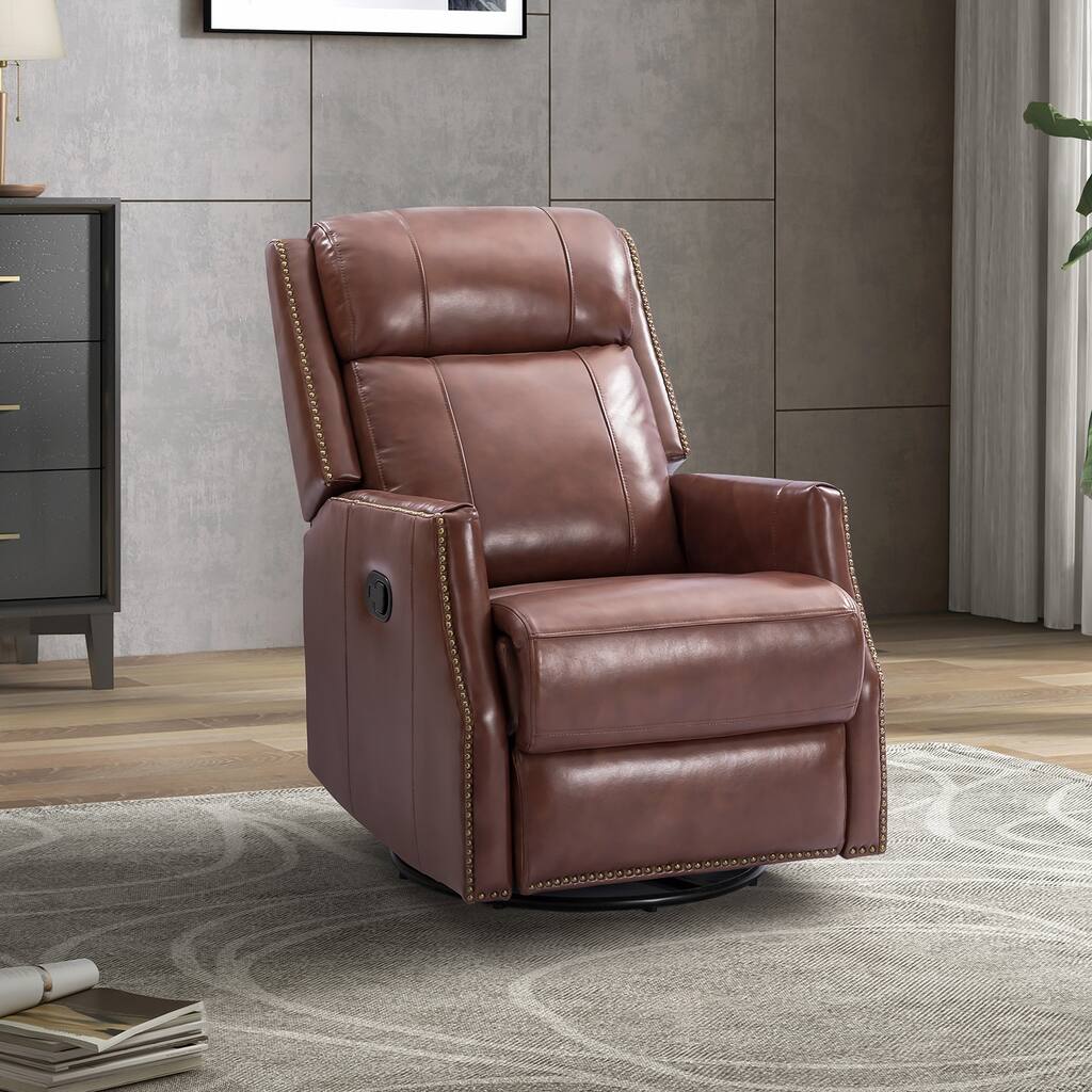 Genuine Leather Manual Swivel Recliner