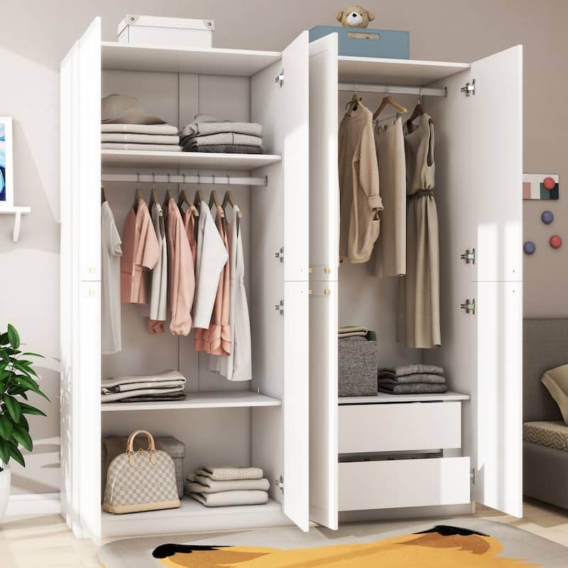 Modern White 63" Wide 4-Door Closet System