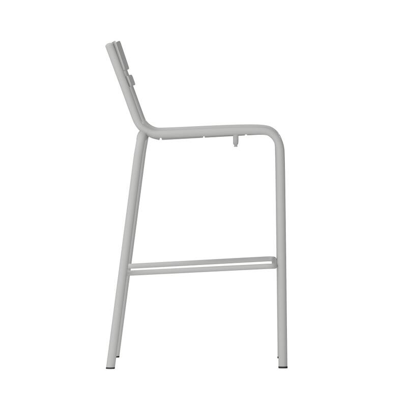 4PK Modern Commercial Grade 2 Slat Indoor/Outdoor Steel Bar Stool