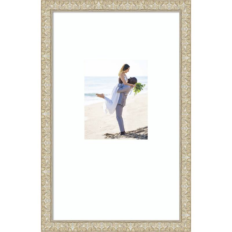 Lila Picture Frame, Photo Frame - 16x26 Matted White 8x10 - Lila Silver