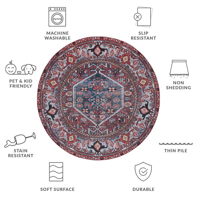 SAFAVIEH Tucson Machine Washable Slip Resistant Tamaki Traditional Rug