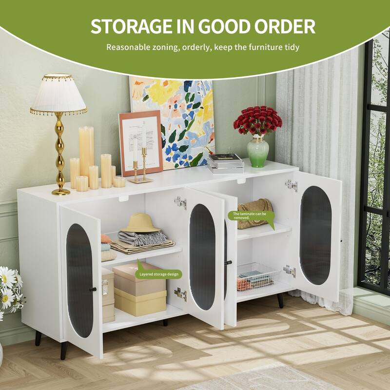 60" Buffets and Sideboards - Modern Accent Sideboard Cabinet with Acrylic Doors