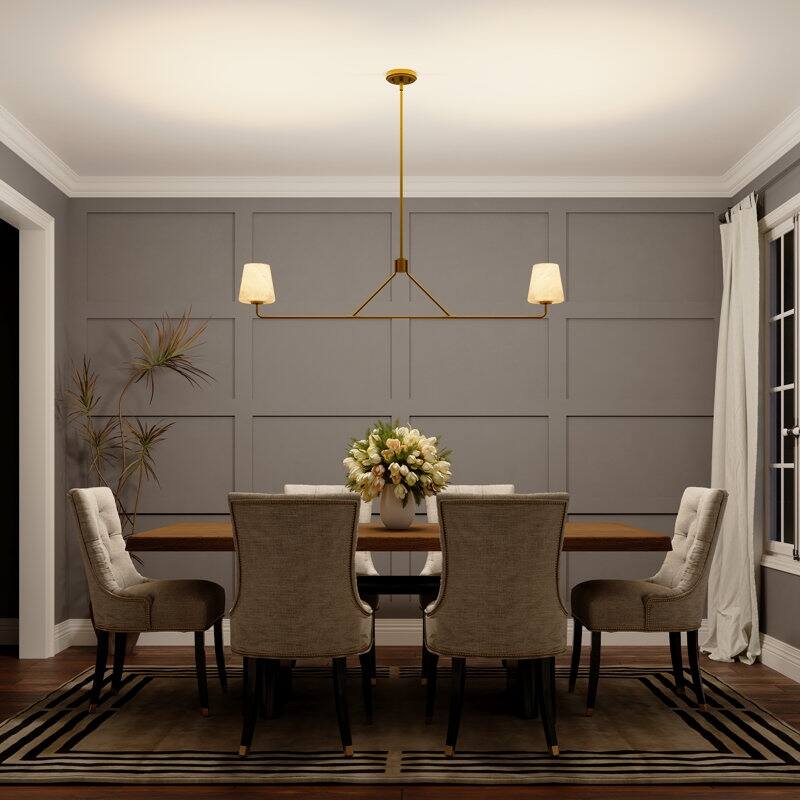 Acroma - 2 Light Gold Steel & Glass Dimmable Modern Linear Chandelier