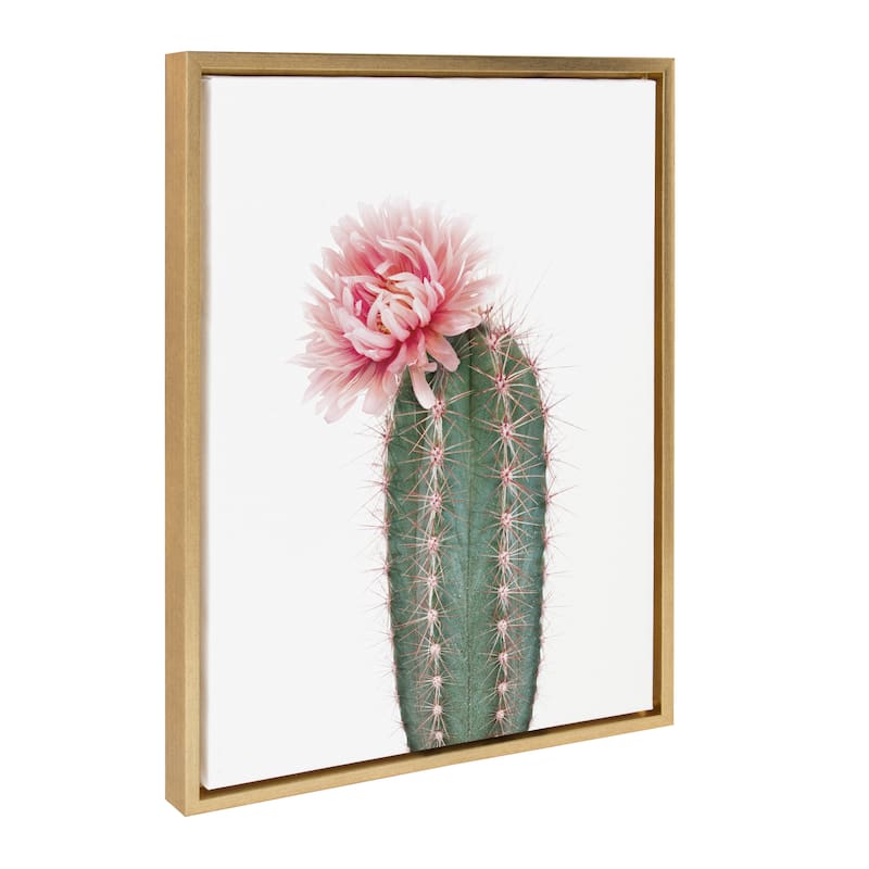 Kate and Laurel Sylvie Pink Cactus Flower Framed Canvas Wall Art