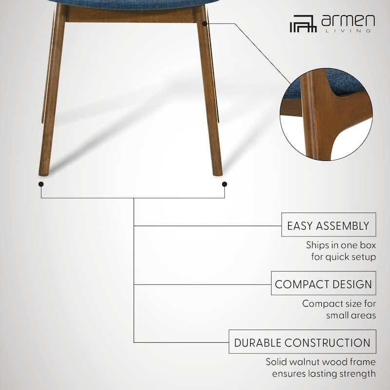 Kalia Mid-Century Modern Upholstered Wood Dining Chairs - Set of 2